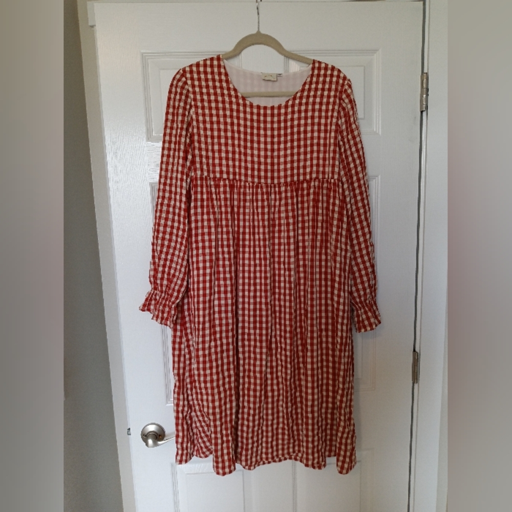 Red gingham babydoll dress